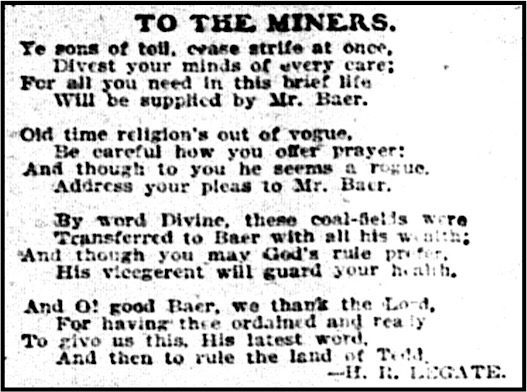 Poem for Miners, Trust Divine Rights Baer, AtR p3, Sept 20, 1902