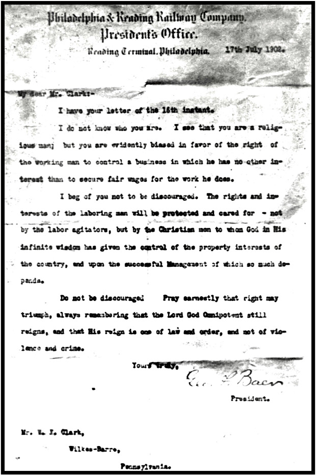 Letter from Divine Rights Baer to WF Clark, July 17, 1902 