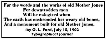 Quote re Mother Jones, OL Ford, Typo Jr p86, July 15, 1902
