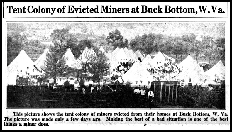 Tent Colony Bucks Bottom WV, UMWJ p9, Sept 1, 1922