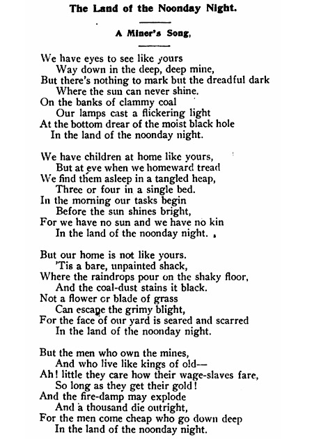 Poem Miners Song, ISR p133, Sept 1902