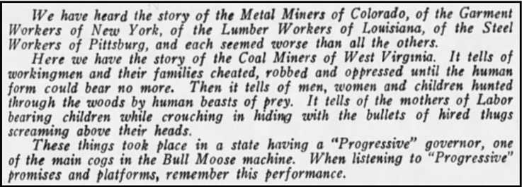 WV Mine War, Text Coal Miners Story, Cmg Ntn p5, Oct 12, 1912