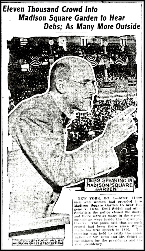 EVD Speaks Madison Sq Garden NYC, Wilmington DE Eve Jr p3, Oct 1, 1912