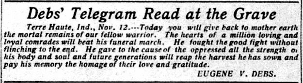 Quote EVD re Death of Wayland, AtR p1, Nov 23, 1912