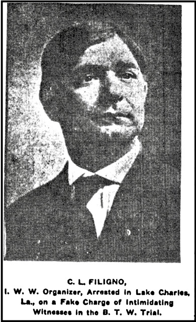C. L. Filigno, IWW BTW Organizer, IW p4, Oct 31, 1912