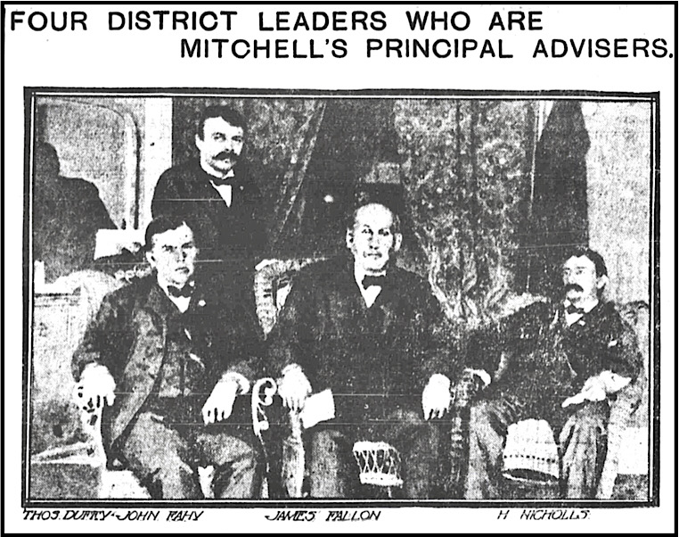 UMW District Presidents Duffy, Fahey, Fallon, Nichols, NY Eve Wld p2, Oct 9, 1902