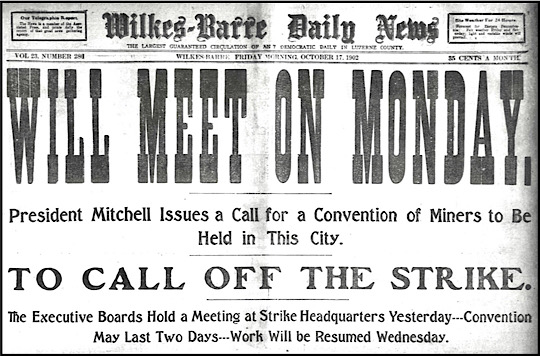 HdLn Mt Calls Conv re Great Anth Strk, WB Ns p1, Oct 17, 1902