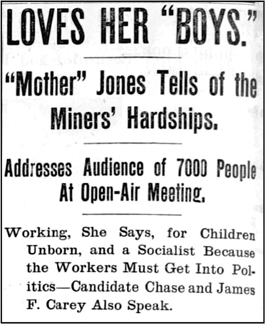 HdLn Mother Jones Speaks Boston Glb p8, Oct 20, 1902