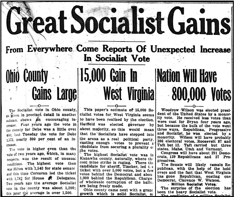 Great Socialist Gains SPA, Wlg Maj p1, Nov 7, 1912