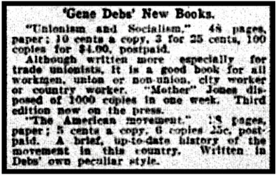 Ad Unionism and Socialism by EVD, Sold by Mother Jones, AtR p3, Aug 13, 1904