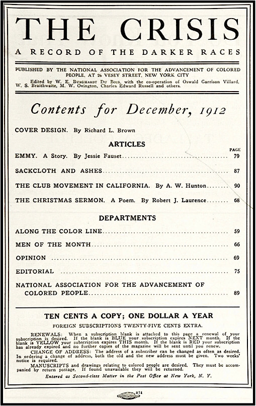 The Crisis Index p3/52, Dec 1912