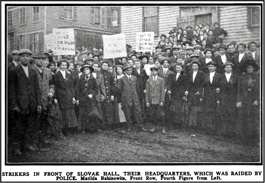 Little Falls, Strikers at Slovak Hall, Matilda Rabinowitz, ISR p459, Dec 1912
