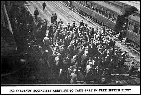 Little Falls Strike, Schenectady Socialists Arrive, ISR p457, Dec 1912