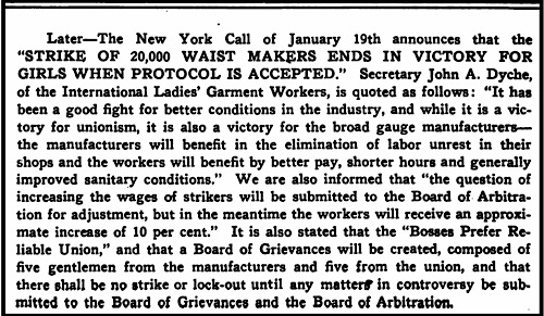 TEXT NY Garment Workers, Victory for 20 th Waist Makers, ISR 588, Feb 1913 