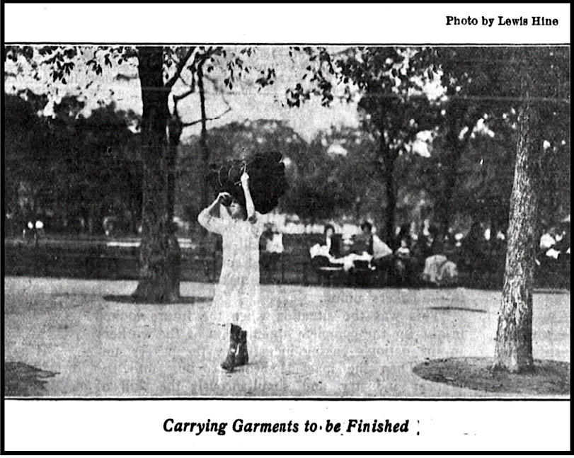 Worker Carrying Garments to Finish, Cmg Ntn p7, Jan 25, 1913