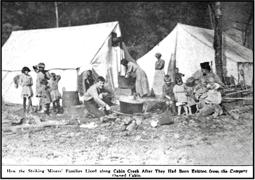 Tent Colony at Cabin Creek, ISR p542, Jan 1913