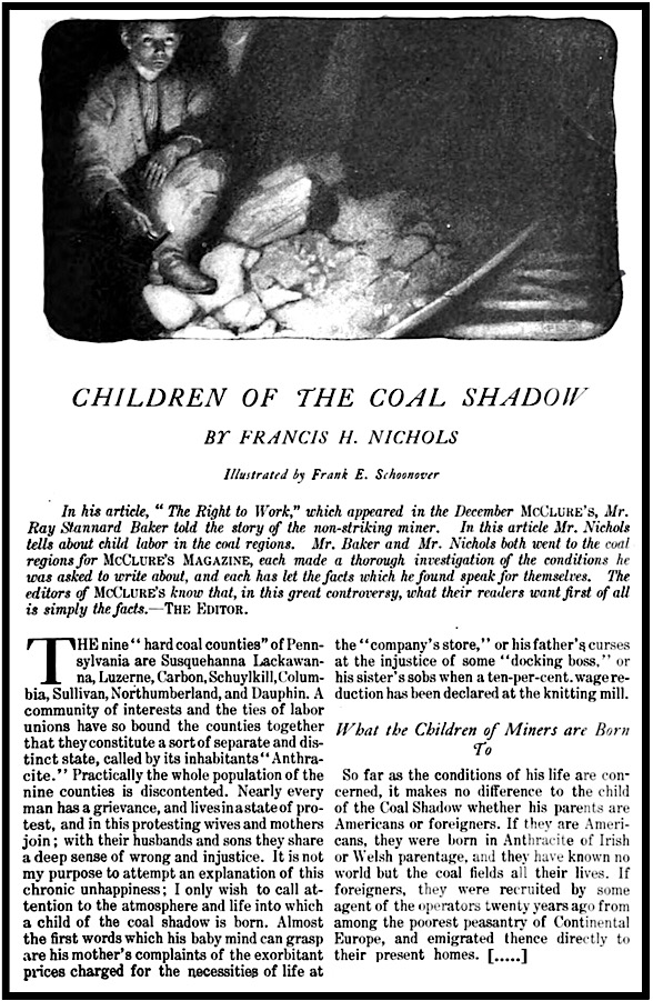 Children of Coal Nichols Schoonover, Boy, McClures p435, Feb 1903
