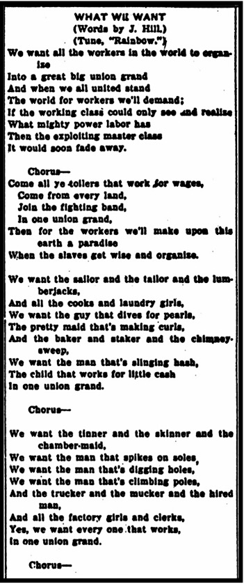 What We Want by Joe Hill, IW p4, Mar 27, 1913