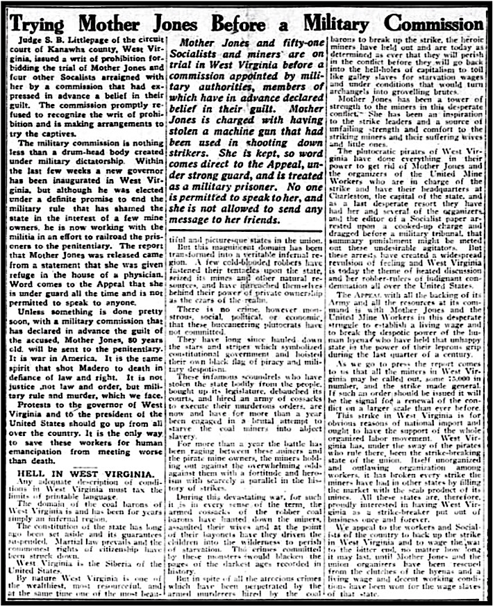 Article Mother Jones bf Military Comm, AtR p1, Mar 22, 1913