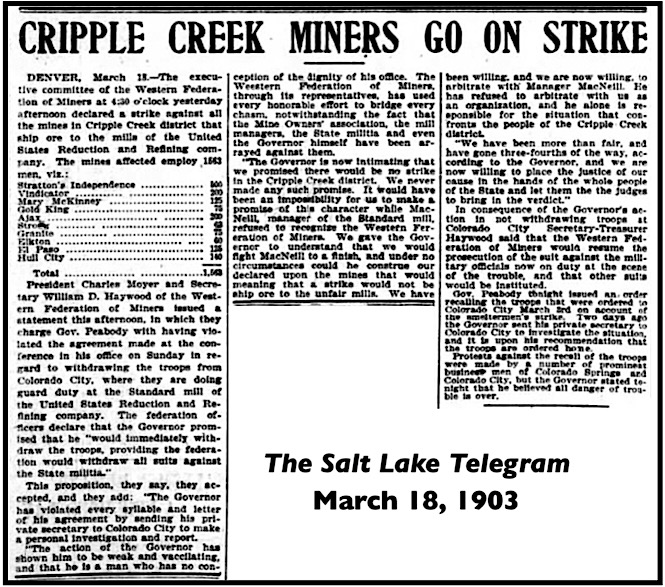 HdLn Cripple Creek Miners Strike, SL Tg p2, Mar 18, 1903