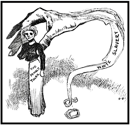 Cartoon White Slavery, Female Toiler, Prg Wmn p7, Apr 1913
