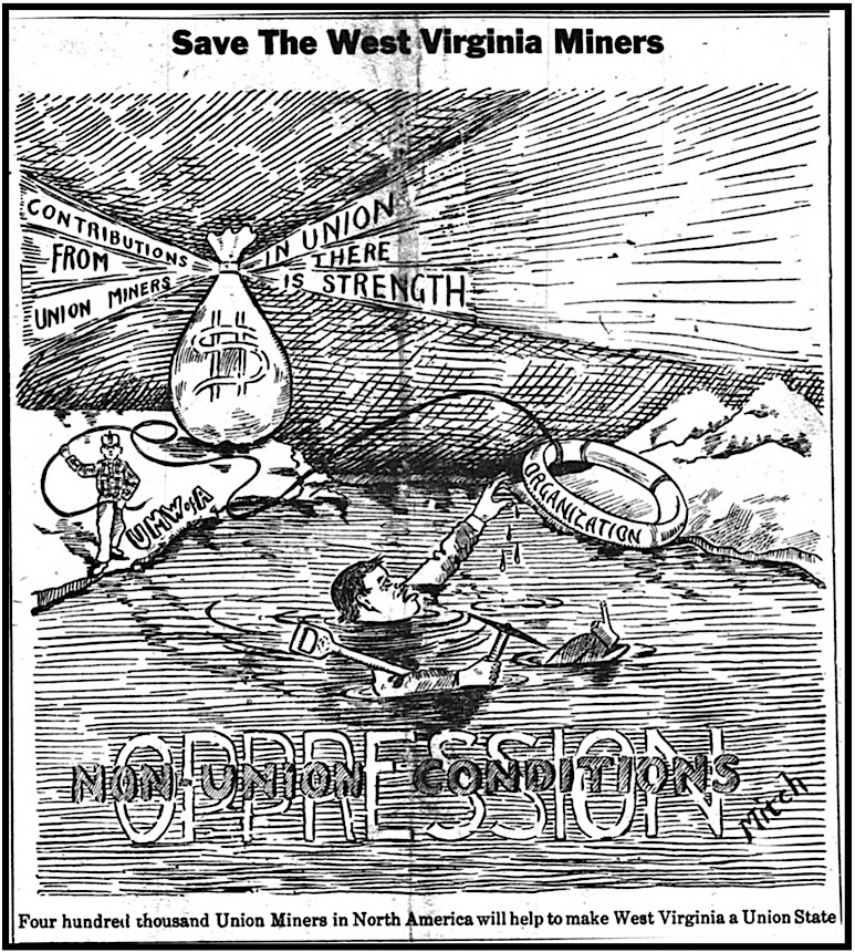 Cartoon Save WV Miners, Wlg Maj p1, Apr 3, 1913