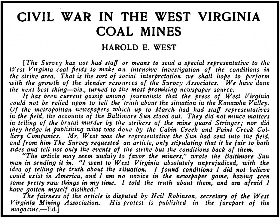 War in WV by Harold West, Survey p37, Apr 5, 1913
