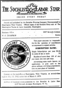 Huntington Socialist Labor Star p1, Editor WH Thompson, May 30, 1913
