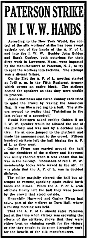 Paterson IWW v AFL Golden n Conboy, IW p1, May 8, 1913