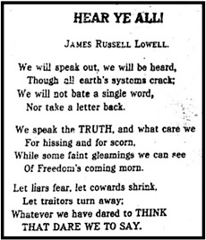 Poem Dare to Say by James Russell Lowell, Htg Sc n Lbr Str, p1, May 30, 1913
