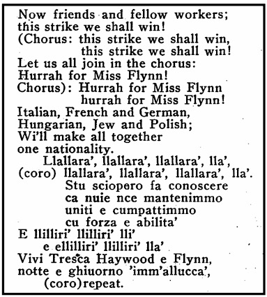 Paterson Pageant Strikers Song, ISR p9, July 1913