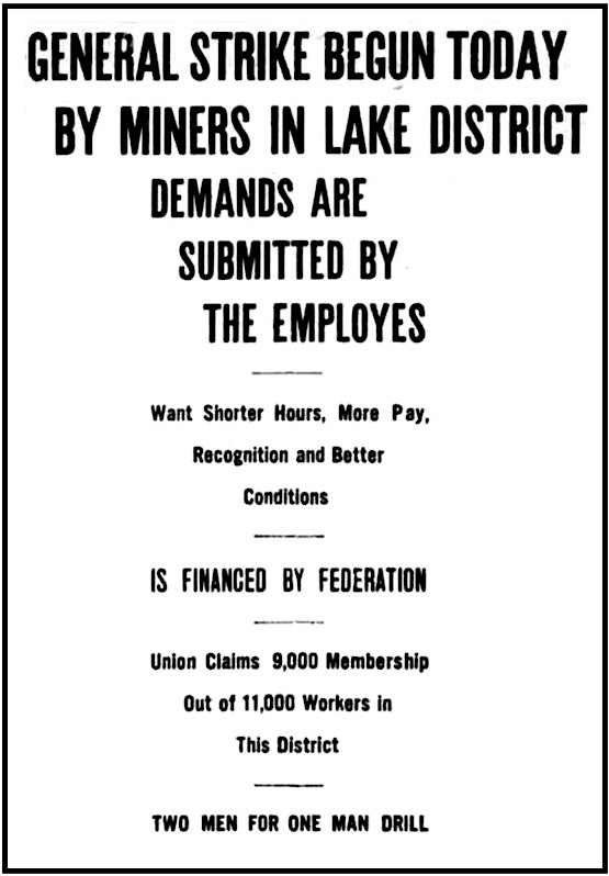 HdLn MI Copper Strike Begins, Calumet Ns p1, July 23, 1913