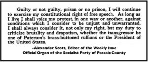 Quote Alexander Scott re Conviction n Free Speech, ISR p11, July 913