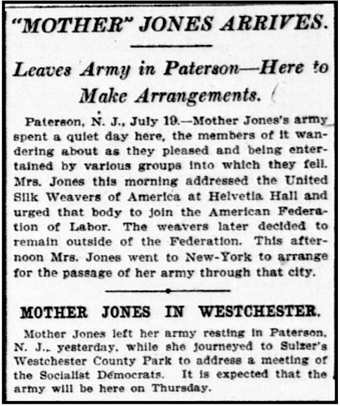 Mother Jones, March of Mill Children, Paterson, MJ to Westchester Co Park, NY Tb p4, July 20, 1903