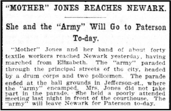 Mother Jones, March of Mill Children, Army Reaches Newark, NY Tb p6, July 18, 1903