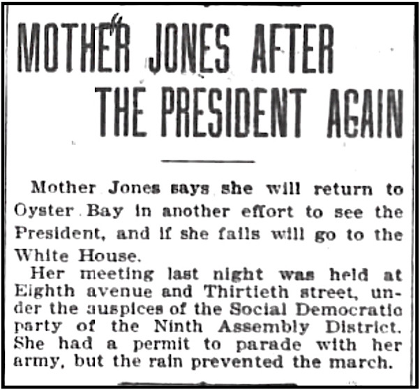 Mother Jones March of the Mill Children, MJ Holds Street Mtg, Brk Stn Un p3, July 31, 1903