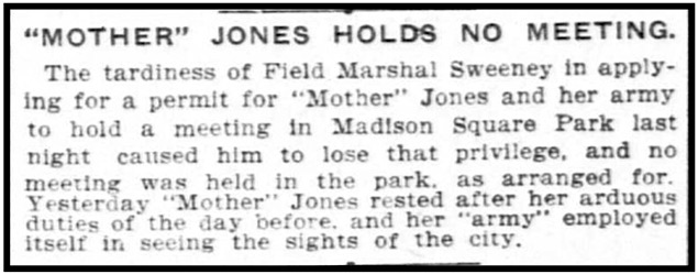 Mother Jones March of Mill Children, Army in NYC, NY Tb p7, July 25, 1903
