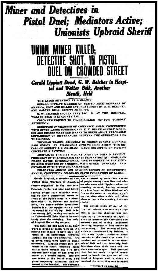 Labor Martyr Gerald Lippiatt, Trinidad Chc Ns p1, Aug 18, 1913
