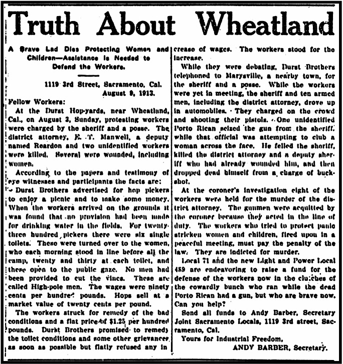 Truth ab Wheatland, IW p1, Aug 21, 1913