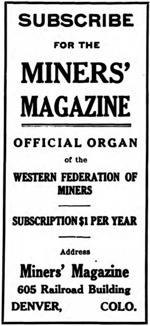 Ad Miners Mag of WFM, p14, Sept 18, 1913