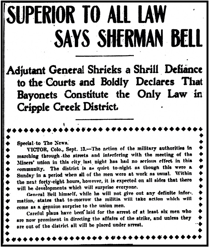 Gen Sherman Bell Above Law, RMN p1, Sept 14, 1903
