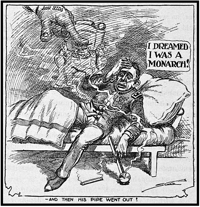Cartoon Steele, Judge Seeds v Bell Military Movement, EFL p136, 1904