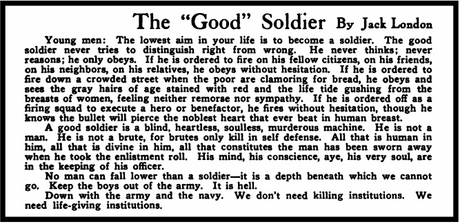 Jack London, The Good Soldier, ISR p199, Oct 1913