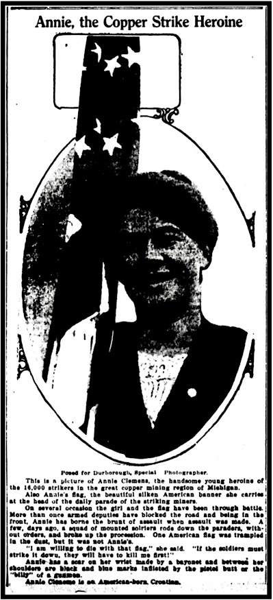 Annie Clemenc w Flag, Dtt Tx p2, Sept 25, 1913