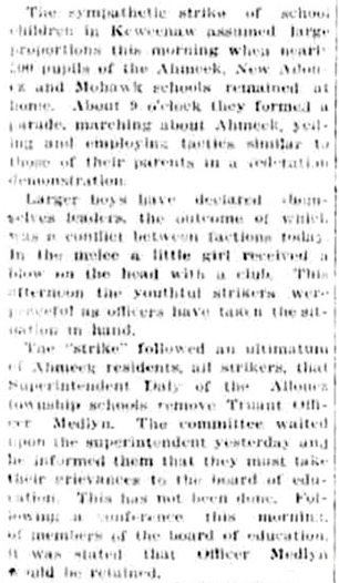 Michigan Copper Country School Strike, Calumet Ns 2 p1, Oct 7, 1913