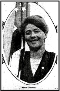 Annie Clemenc with Flag, Day Book p3, Oct 8, 1913