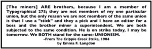 Quote Emma F Langdon, Miners Are My Brothers, EFL p244, 1904
