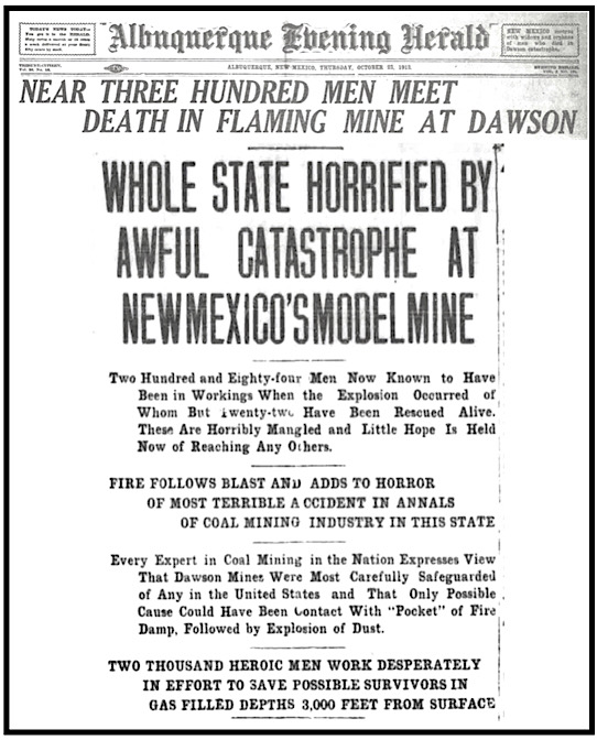Dawson Mine Disaster, Albuquerque Eve Hld p1, Oct 23, 1913