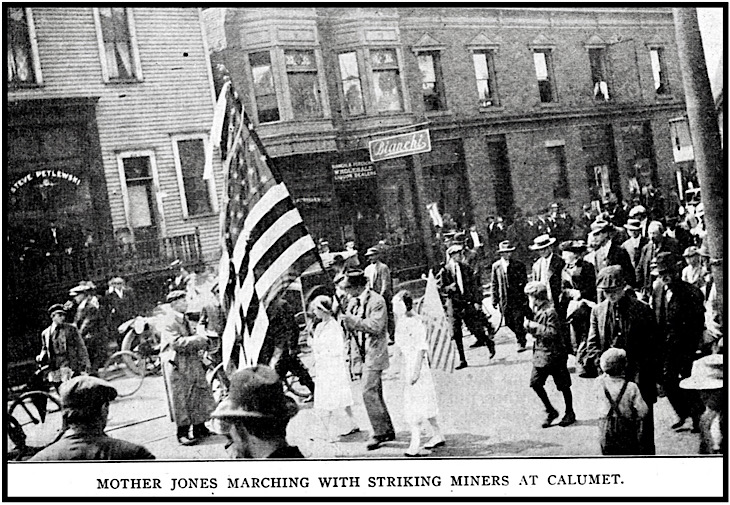 Michigan Copper Strike, Mother Jones in Parade, ISR p271, Nov 1913