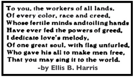 Song for Debs and Poem for Workers by Ellis B Harris, pub 1919, crpd